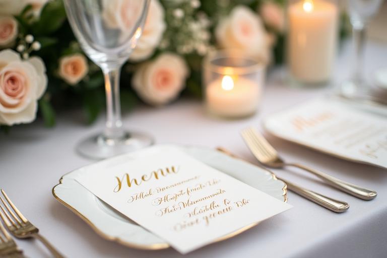 Kalligraphie Tischdekoration für Hochzeiten